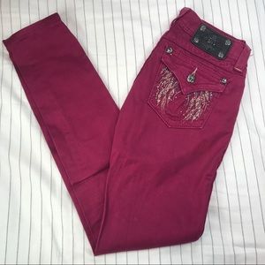 MISS ME Burgundy Skinny Jeans